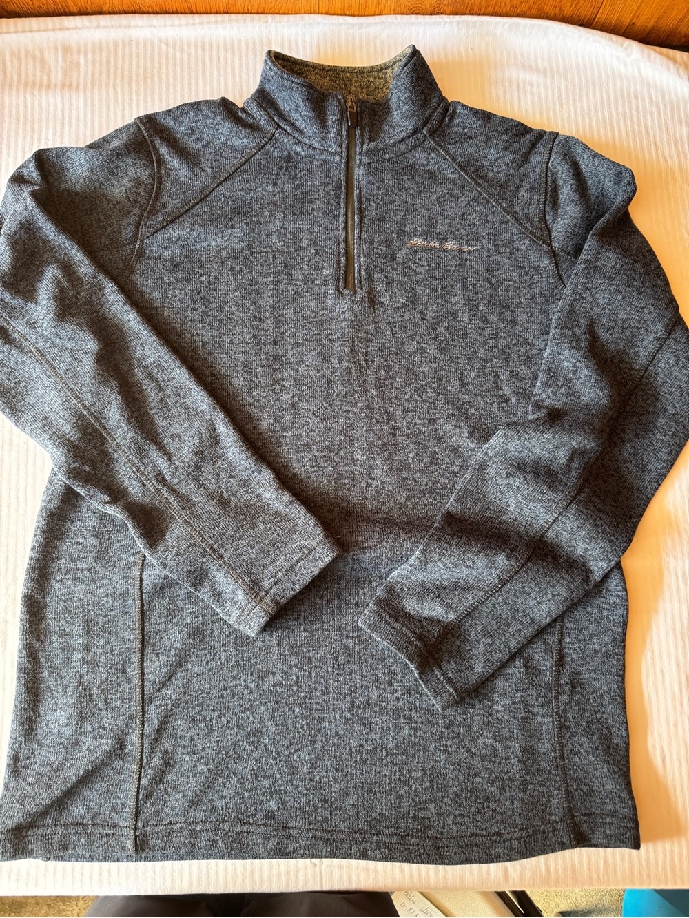 Eddie Bauer Gray Heather‎ 1/4 Zip Pullover Fleece Mock Neck Long Sleeve TL